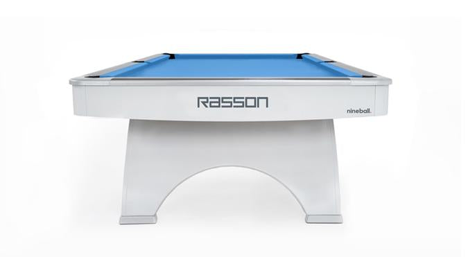 9 FT RASSON OX WHITE MODERN COMPETITION-GRADE POOL TABLE