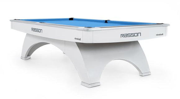 9' RASSON OX WHITE MODERN COMPETITION GRADE POOL TABLE