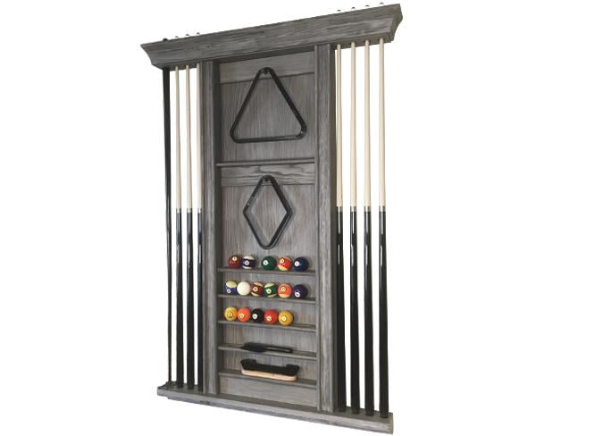 Barnwood Finish 8-Pool Cue Billiard Wall Rack