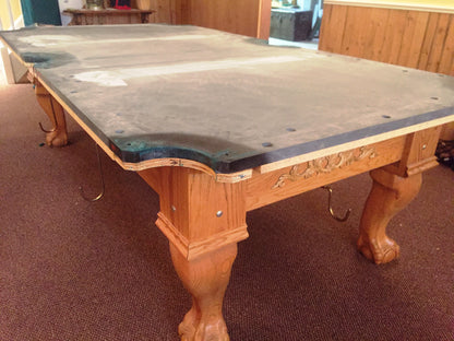 Preowned Custom Made Solid Oak Pool Table