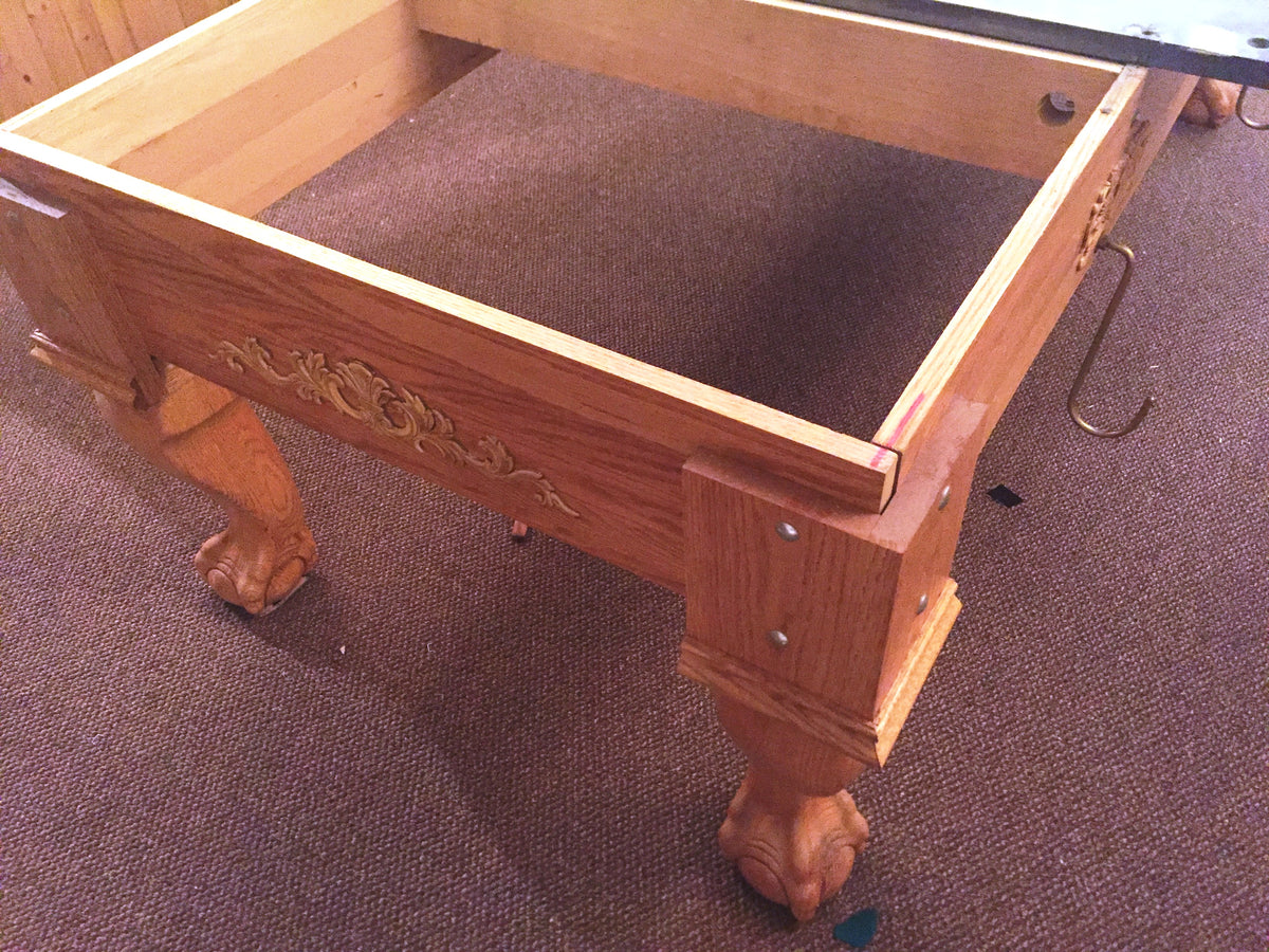 Preowned Custom Made Solid Oak Pool Table
