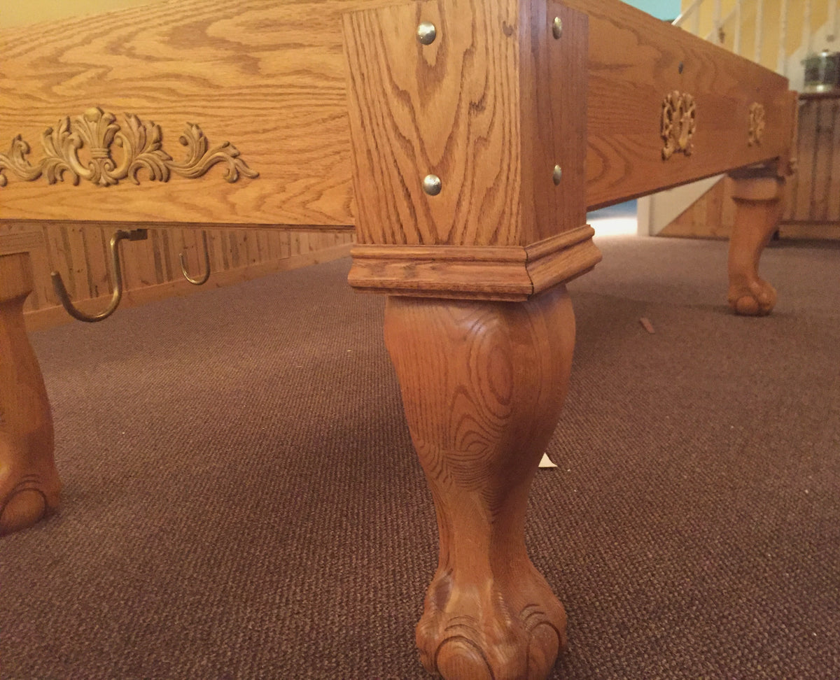 Preowned Custom Made Solid Oak Pool Table