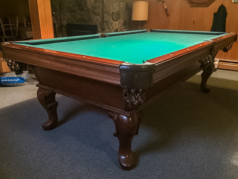 8 FT PREOWNED OLHAUSEN POOL TABLE – INSTALLED WITH ACCESSORIES