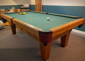 PREOWNED 8' OLHAUSEN AUGUSTA SLATE POOL TABLE INSTALLED WITH ACCESSORIES