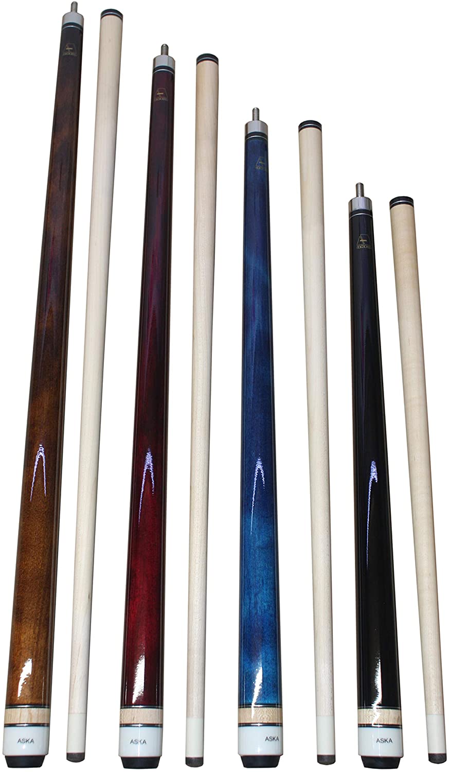Aska Set of 4 Wrapless Short Kids Pool Cue Sticks – LCSN4