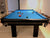 8' PREOWNED DUFFERIN LEGEND SLATE POOLTABLE INSTALLED WITH ACCESSORIES BLACK FINISH