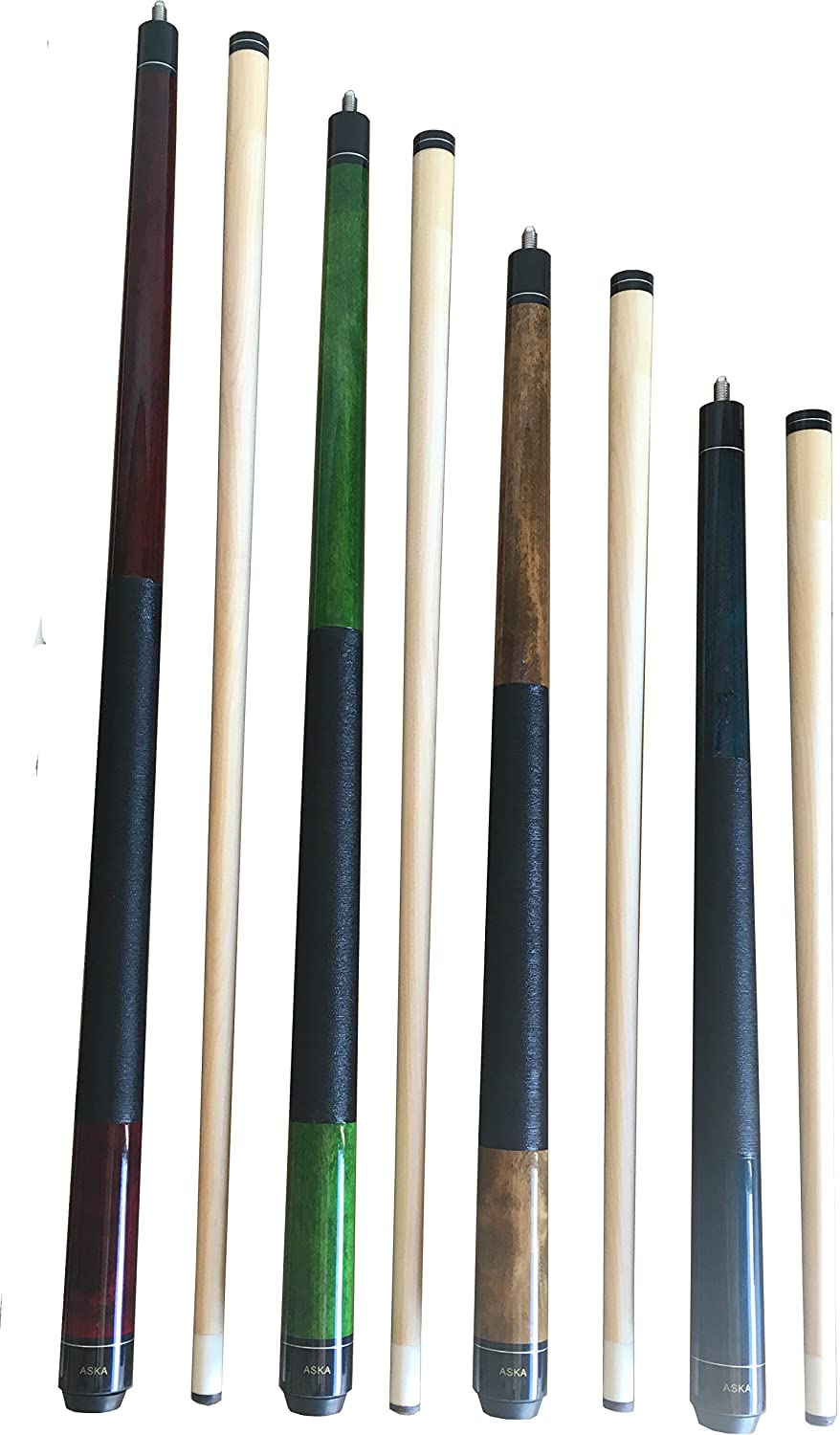 Aska Set of 4 Mixed Length Short Kids Pool Cue Sticks – LS4