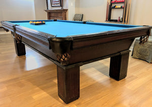 PREOWNED 9' OLHAUSEN  POOL TABLE INSTALLED WITH ACCESSORIES