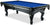 Majestic Amboise pool table with blue felt and black leather pockets