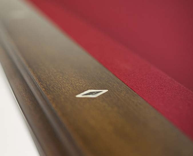 Majestic Pinnacle pool table walnut rail close-up