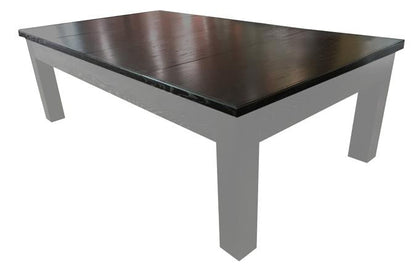 The  view of the Mensa 7-foot Black  modern pool table with dining top 