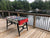 Outdoor foosball table on the deck